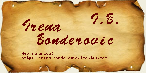 Irena Bonderović vizit kartica